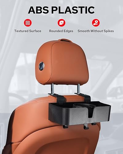 Miniatura 3 de Benlari Organizador de asiento trasero para reposacabezas de automóvil con portavasos de 3.7 pulgadas, organizador de respaldo de asiento 3 en 1,