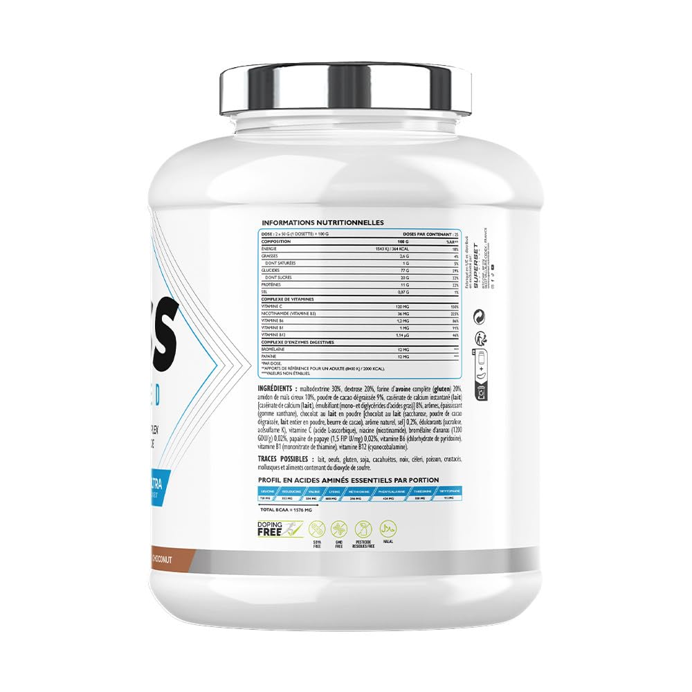 Superset Nutrition | Programme Prise De Masse Expert - Mass Advanced 2,5kg Choco Nut - Créatine HardcoreTropical - Bcaa Xtreme - Xenatest Hardcore
