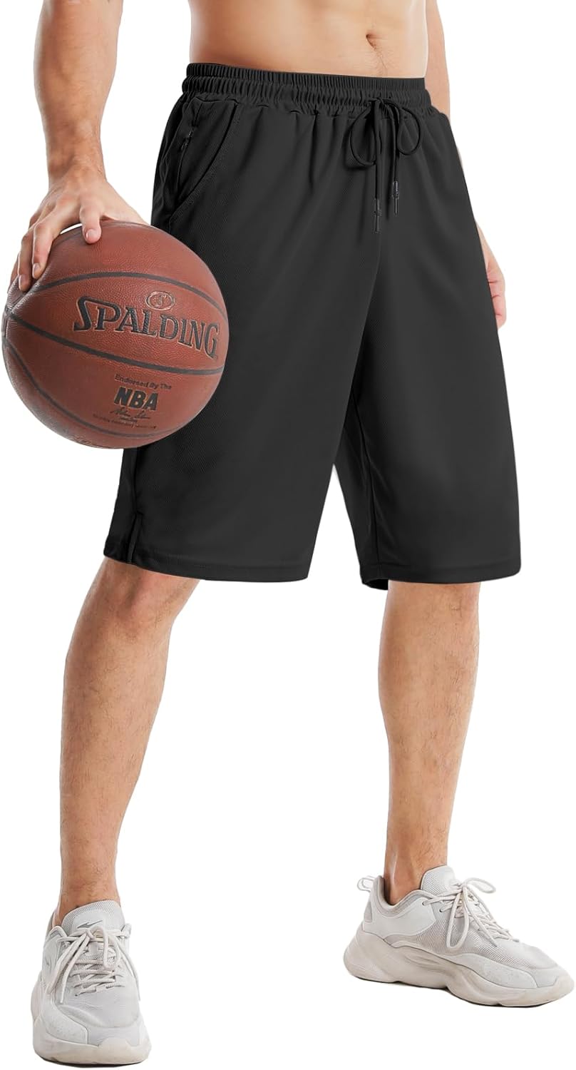 Aolesy Men's Basketball Shorts 7"/9" Athletic Gym Shorts with Zip Pockets Lightweigh Quick Dry Mesh Workout Shorts 9 Inch X-Large Black image 4 of 6 B0CRB2HVDD
