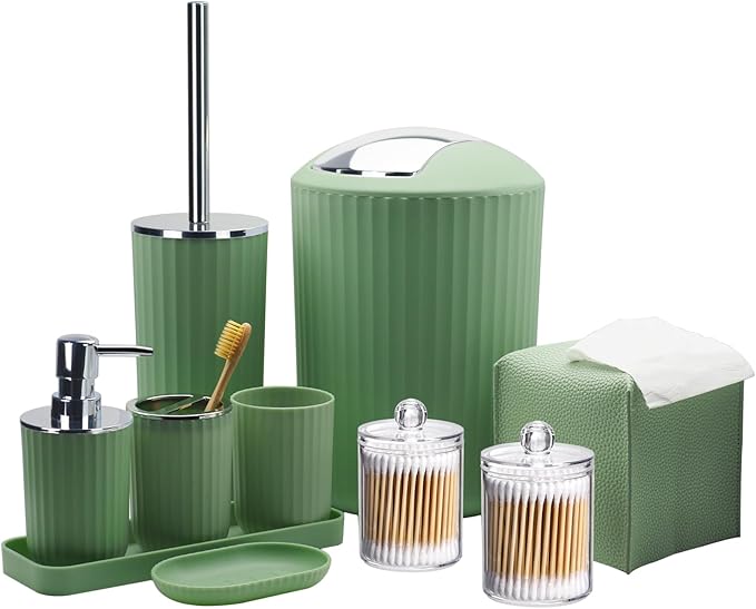 Bathroom Accessory Set 10 Piece Green Bathroom