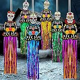 6 Pieces Day of The Dead Decorations 3 Ft Dia De Los Muertos Hanging Sugar Skull Decors Mexican Fiesta Halloween Day of The Dead Party Favor Supplies Dia Muertos Exterior Indoor Home Yard Decor