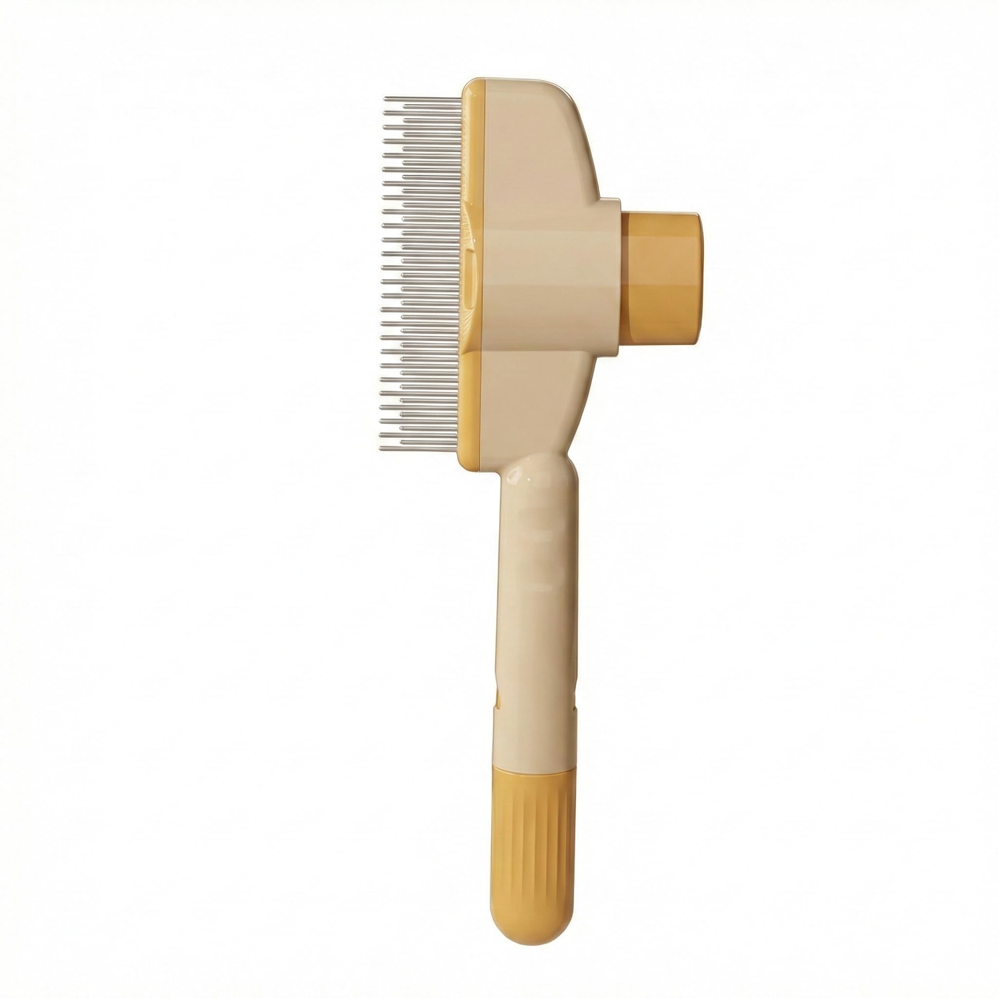 Escova Deslanadora em Aço Inoxidável para Cães e Gatos – Pente Anti-Nós e Remoção de Pelo Solto com Cabo Ergonómico (Yellow)