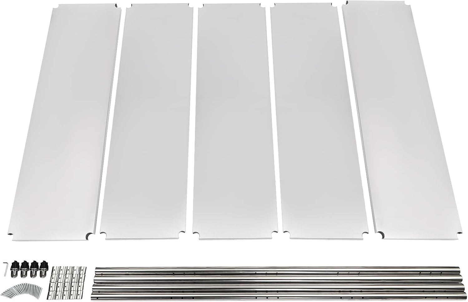 5-Tier Stainless Steel Shelving, 330lbs Heavy Duty Adjustable Shelf, 70" Tall Metal Storage Rack for Warehouse, Supermarket, Garage, Commercial & Home Use, Silver (70" L x 16.6" W x 70.2" H)