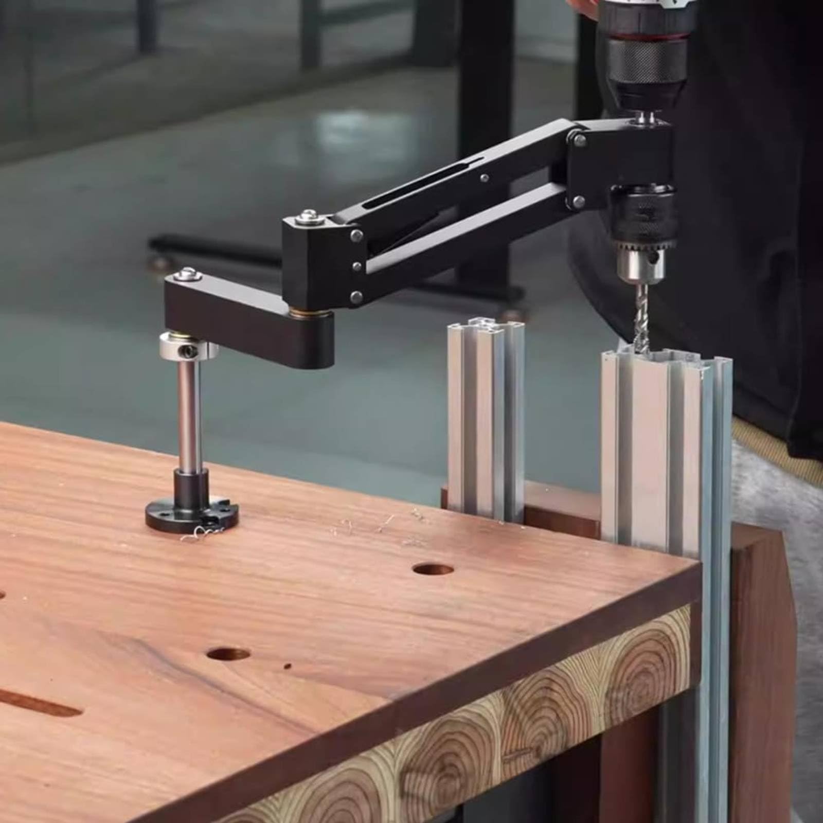 Harilla Braccio Maschiatore in Alluminio Supporto Maschiatrice Braccio a Braccio Oscillante Mandrino 15-10mm Struttura Solida in Lega CNC Adatto per Meccanica di Precisione Banco da Lavoro Laboratorio