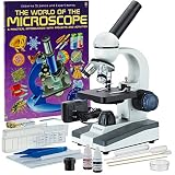 AmScope M150C-SP14-WM Tragbares Studentenmikroskop mit Objektträger-Vorbereitungskit und Buch, 40X-1000X