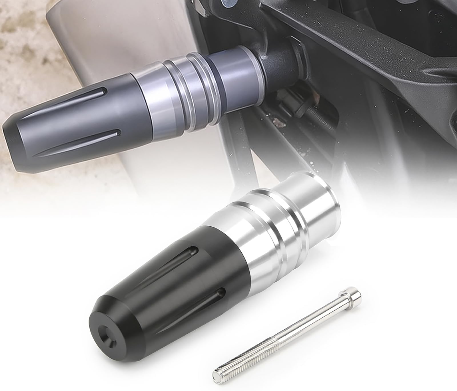 2 Pack Motorcycle Frame Sliders for BMW G 310 GS 2017-2020 2021 2022 2023 2024 2025, CNC Aluminum Universal Drop Guards, Motorcycle Frame Protectors for Body & Fairing Protection,E Silver