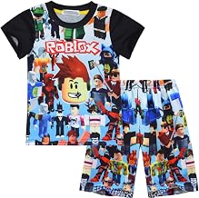 Roblox Pjs for Boys Short Sleeve T-shirt Pants Nightwear Set Girls 3D Gaming Character Sleepwear Kids Pajamas 2Pcs