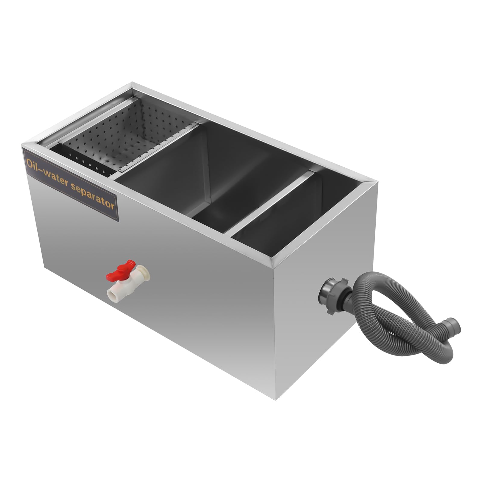Fettabscheider Edelstahl Ölabscheider für Abwasseraufbereitung unter der Spüle, Öl-Wasser-Separator Fettseparator Filter Abwasser mit Top-Einstieg für Küche Restaurant, Durchflussrate 0,8 m³/h