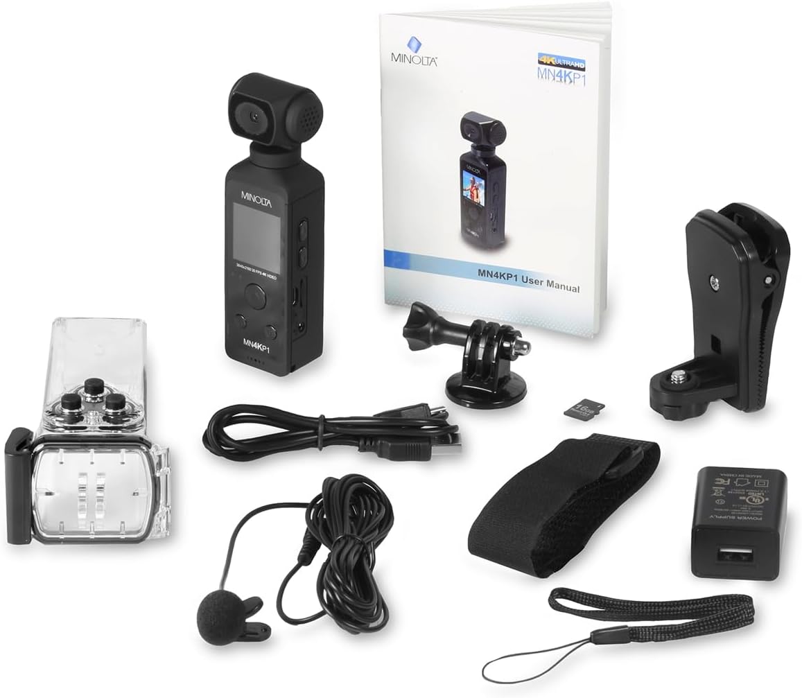 Minolta 4K Ultra HD Pocket Camcorder – WiFi Enabled Action Camera with 16MP Photos, 170° Wide Angle Lens, 270° Rotating Head, Slow Motion, 1.3-inch Display - 16GB Card & Waterproof Case (Black) - Image 2