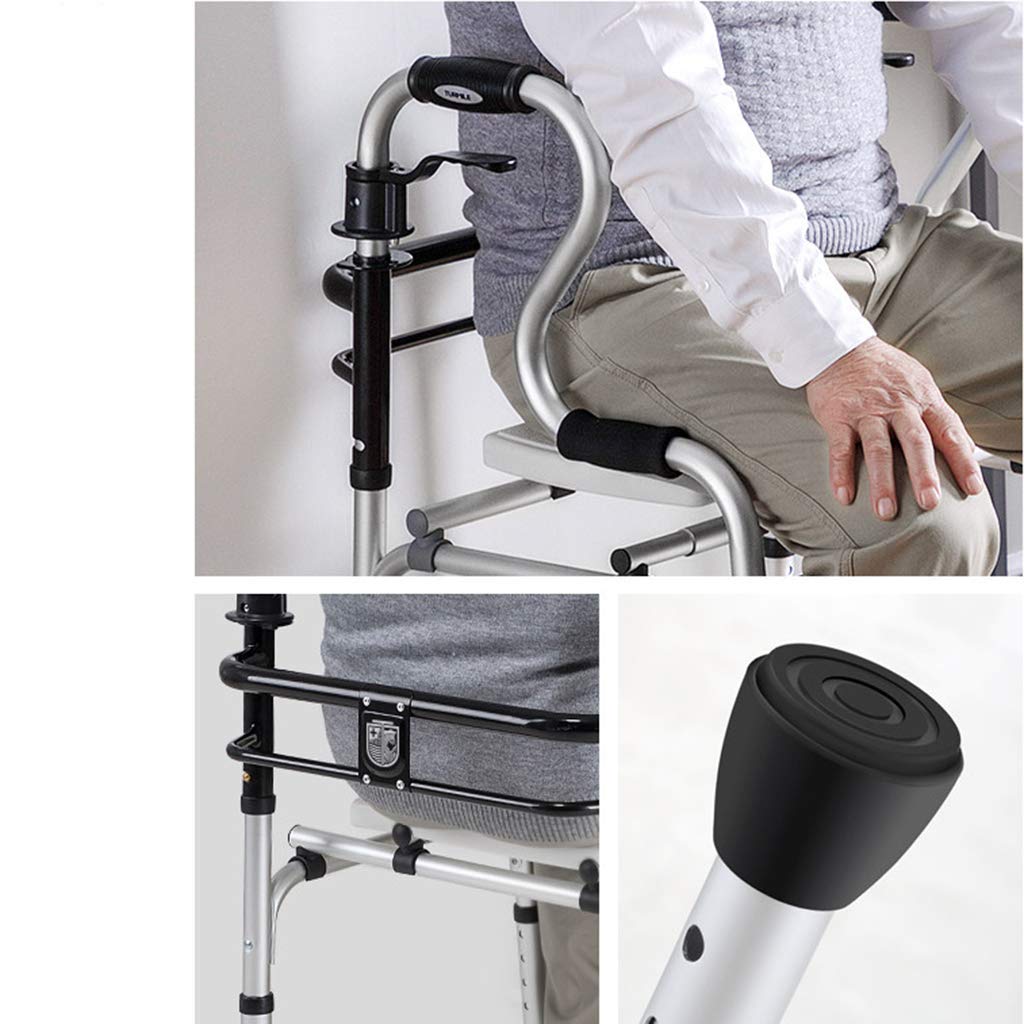 Andador para Ancianos,Práctico andador para personas mayores, bastón multifuncional, andador auxiliar de 4 patas, material de aleación de aluminio, plegable para personas mayores, caminata a