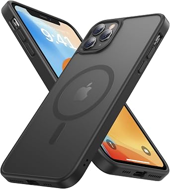 Magnetic for iPhone 11 Pro Max Case, [Compatible with MagSafe][Military-Grade Drop Protection][Anti-Yellowing] Shockproof Translucent Matte Cover for iPhone 11 Pro Max Phone Case,Black