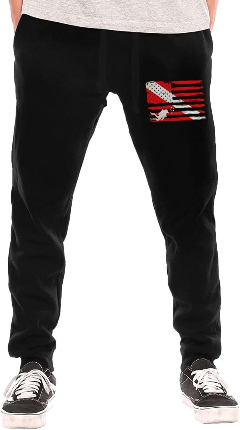 Vintage American Diver Down Flag USA Scuba Diving Dive Flag A Men's Long Pants Athletic Running Pants Lightweight Quick Dry