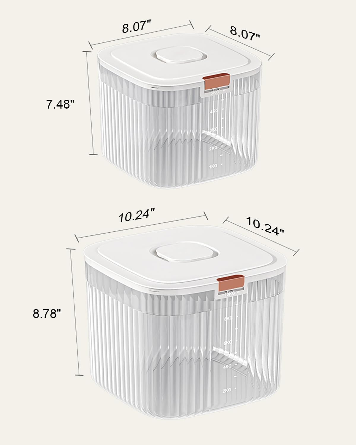 Dog Food Storage Container Set of 2 20lbs & 10lbs Pet Cat Treat Storage Containers with Lid Transparent Body Keep Fresh BPA Free