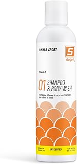 Swimmers Chlorine Swim Shampoo and Body Wash for Kids & Adults - Unscented with Vitamin C, Sulfate Free 8 Fl Oz