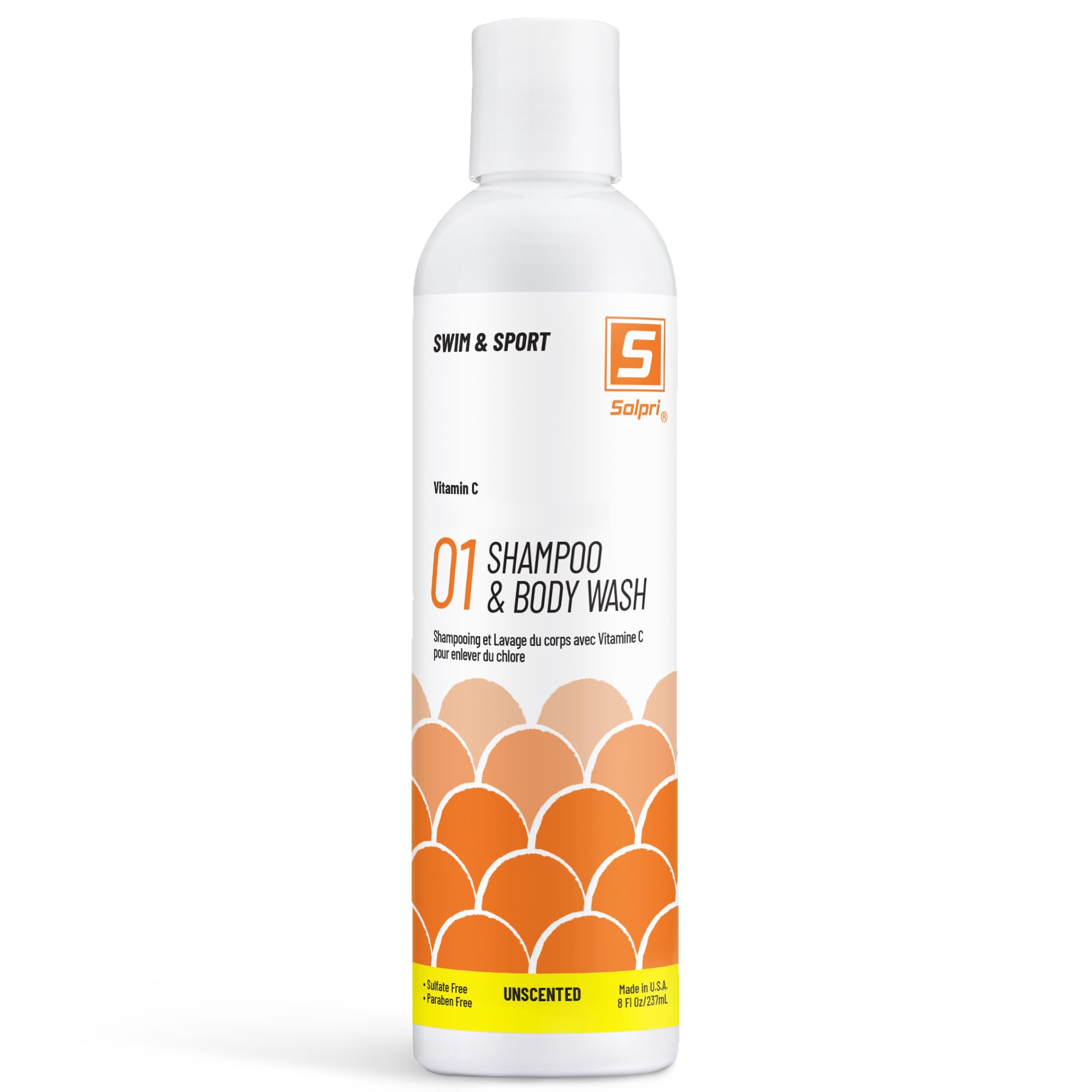 Swimmers Chlorine Swim Shampoo and Body Wash for Kids & Adults - Unscented with Vitamin C, Sulfate Free 8 Fl Oz