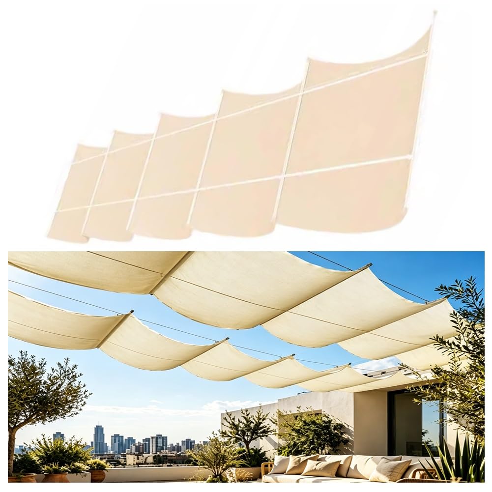 Toldo tipo pérgola retráctil para patio de 2x7m con cubierta de sombra deslizante
