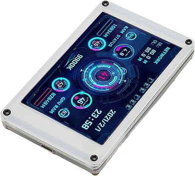 ASHATA 3.5inch USB Mini Screen, Computer Temp Monitor, Dimmable Theme Editor PC CPU Data Monitor, PC Temperature Display for PC ARGB Computer Case Secondary Screen