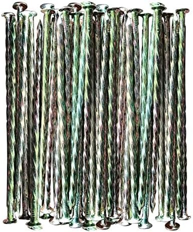 MAOMBO Artificial Turf Stakes Galvanized Metal Spiral Landscape Spikes for Fake Landscaping Grass, 35 Count, Outdoor, Heavy-Duty, Rust Resistant Security, 6-Inch Long,Anchoring Spikes