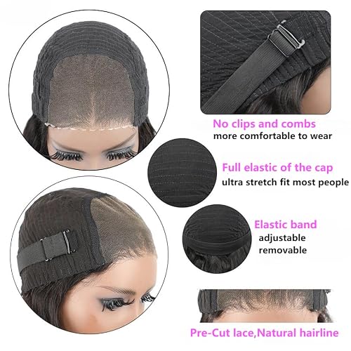 Lealife 24 Inch Straight Real Glueless Wigs Human Hair Wear And Go Lace Front Wigs Human Hair Pre Plucked For Women Pre Cut Lace Ready To Wear Lace Closure Wigs 180% Density Natural Hairline 24Inch #TOP4