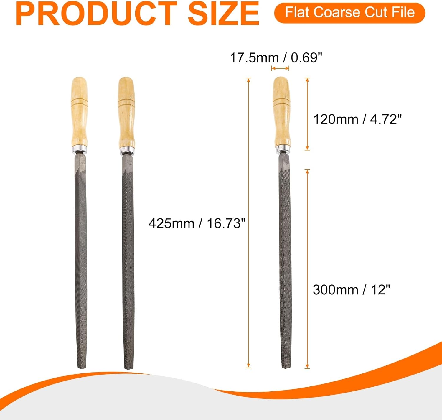 HARFINGTON 3pcs Triangle Coarse/Medium/Thin Cut File 12" Double Cut Teeth High Carbon Steel Hand Rasp File Wood Handle for Metal Wood Deburring Removing