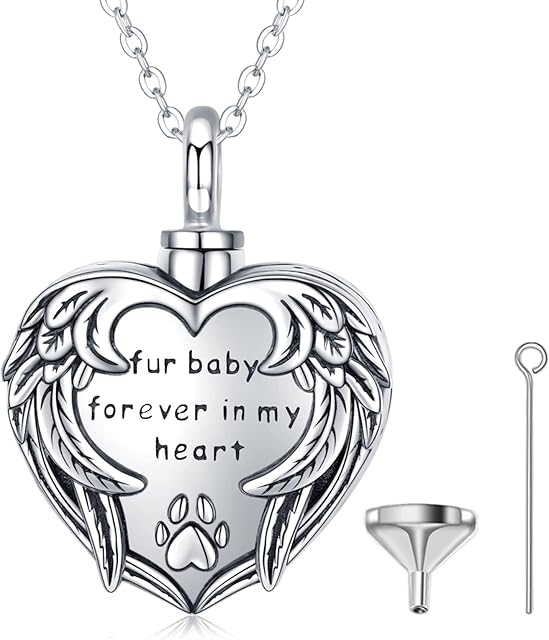 Eusense Urn Necklace for Ashes Ashes Pendant Cremation Jewellery 925 Sterling Silver Keepsake Memorial Jewelry for Dog Cat Pet Human Ashes