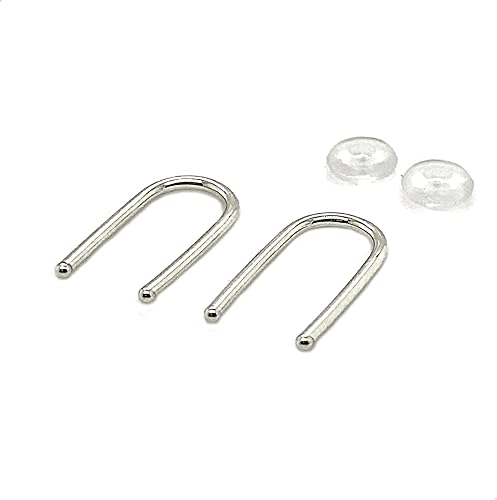 Sterling Silver Upside Down Arc U Line 13mm Minimalist Huggie Hoop Piercing Earrings Horseshoe Wishbone Handmade Hoop (Sterling Silver 925/18