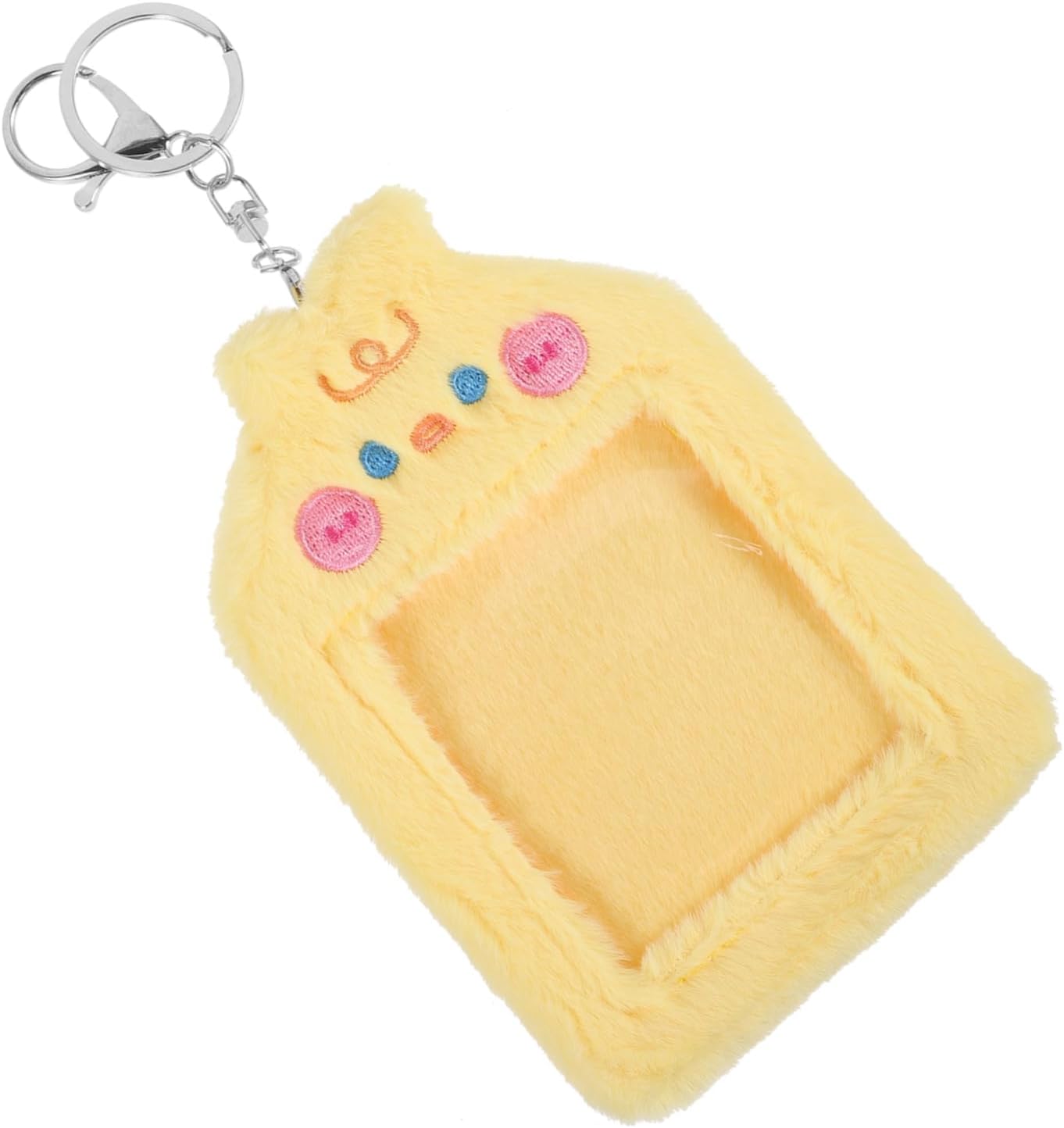 CALLARON Cartoon Animal Bus Card Holder Keychain Plush PVC Yellow