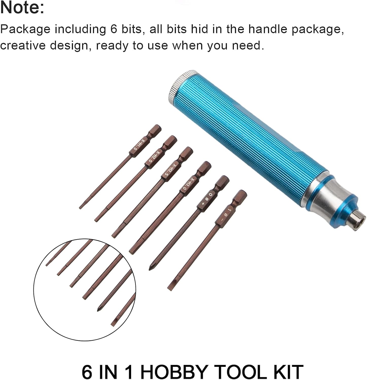 RC 6 in 1 Hexagonal Screwdrivers Set 1.5 2.0 2.5 3.0mm 0#+ 1#- And Screw Tray with Magnetic Pad Screws Disk Pallet Screw Driver Repair Tool Kit For RC Car Drone Airplanes Boats (Blue)