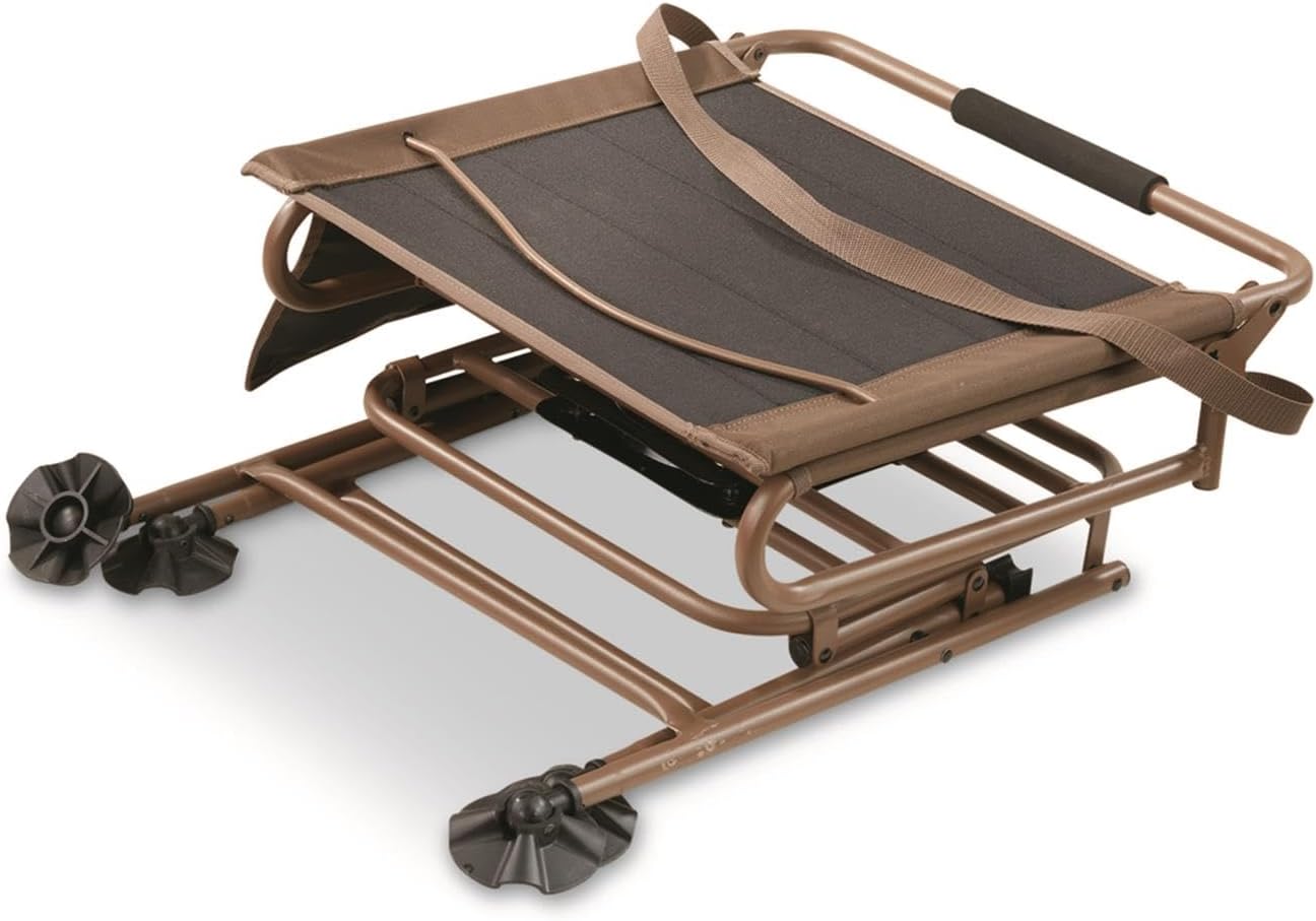 Swivel Hunting Chair; Steel Frame with Padded Seat, Foldable and Portable