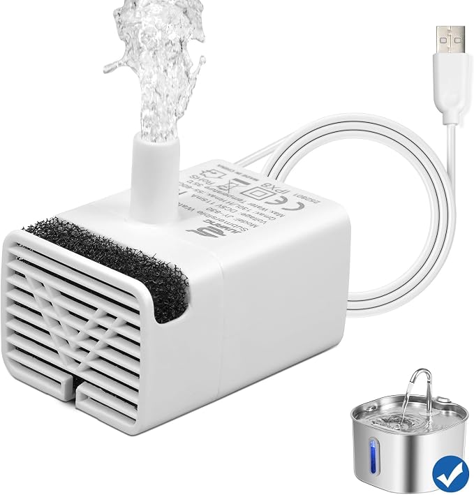 Bomba de fuente de agua para gatos, extraíble, silenciosa miniatura 7