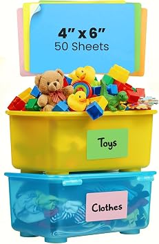 Storage Bin Labels 6x4 in 50 pk - Large Moving & Packing Box Labels Totes
