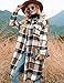 Peaceglad Flannel Shirt Women Shacket Long Fall Plaid Shackets Jacket Oversized Button Down Trench Coats 2025 （ Brown XXL