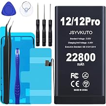 22800mAh Battery for iPhone 12/12Pro, 0 Cycle Higher Capacity Replacement Battery for iPhone 12/12Pro with Full Set Repair Tool Kits, Model A2172 A2402 A2403 A2404