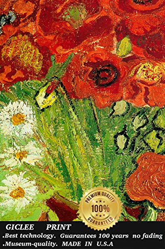 Eliteart- Red Poppies And Daisies Asters By Vincent Van Gogh Oil Painting Reproduction Giclee Wall Art Canvas Prints #TOP4