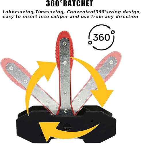 Miniatura 6 de Herramienta de prensa de pinza de freno y 4 ganchos de 360 grados, llave expansora de trinquete oscilante de 360 grados, esparcidor de pistón de