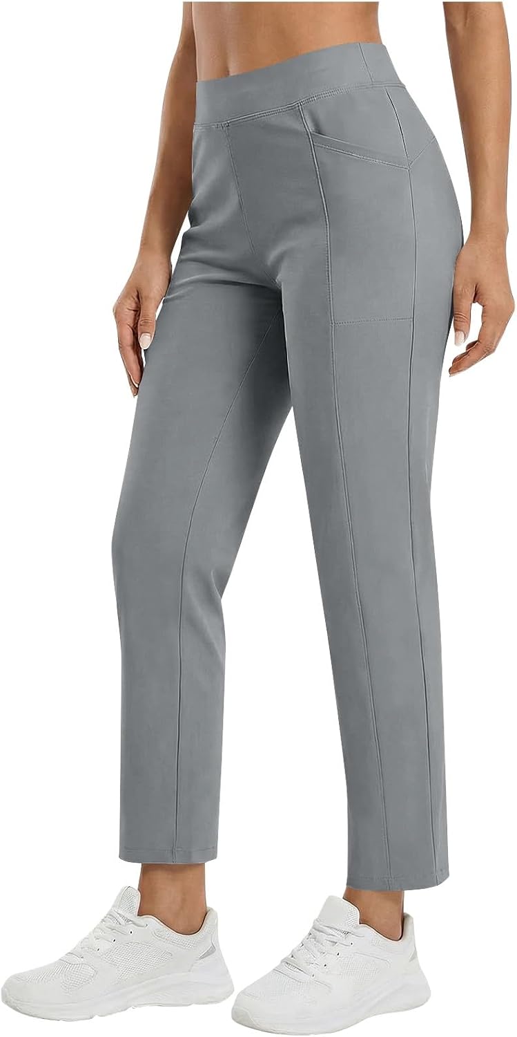 Womens Dress Pants Ankle Length Trousers Summer Business Casual Bottoms Work Pull on Yoga Slacks Cropped Pants