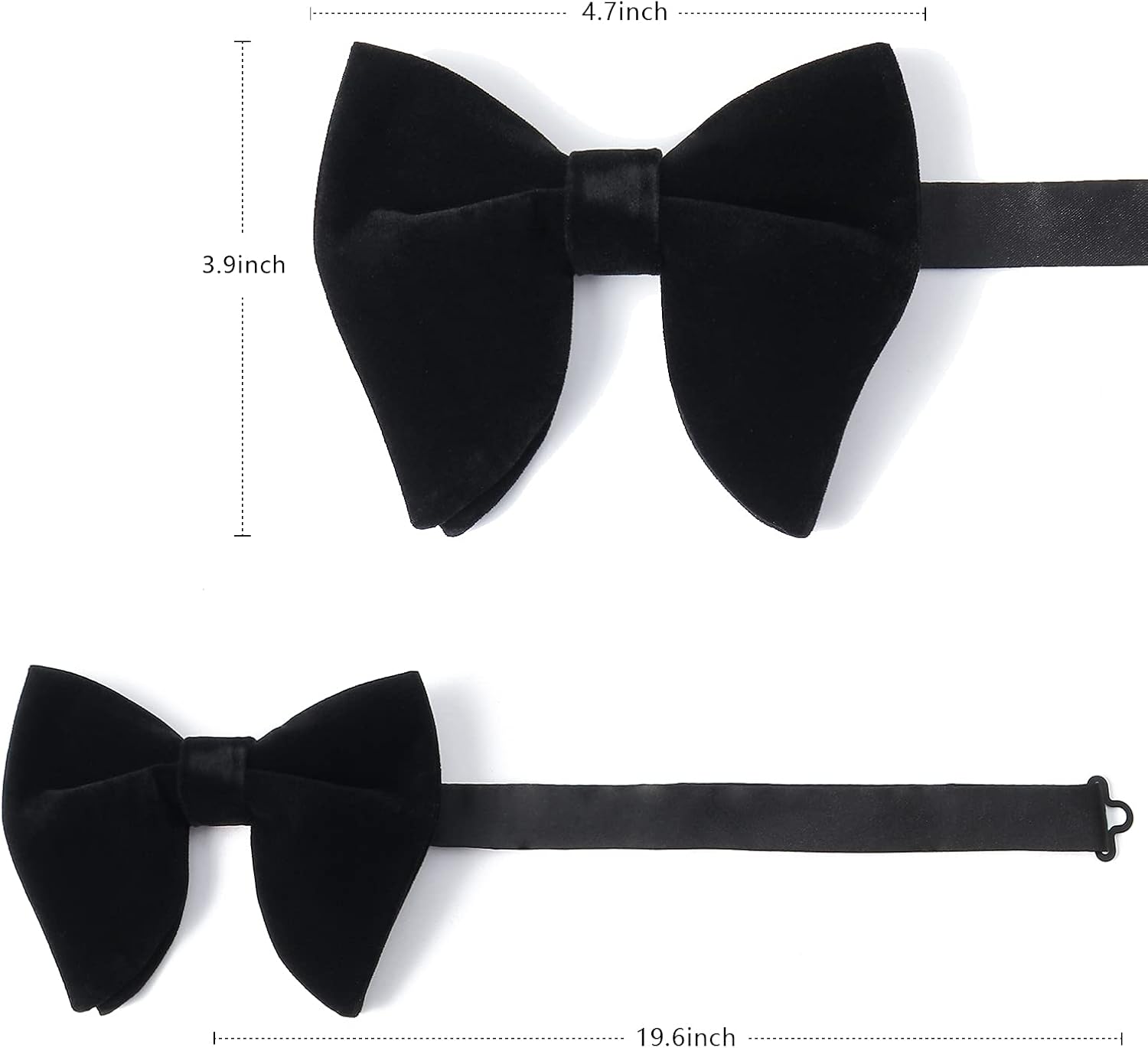 Bow Ties for Men Pre-Tied Bow Tie Vintage Tuxedo Oversized Velvet Bow Ties Cufflinks Pocket Square Sets With Gift Box - Image 6