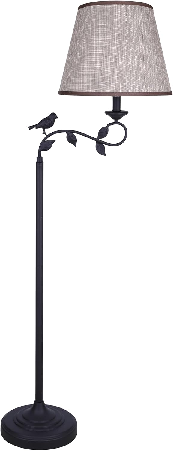 Canarm Havran Floor Lamp, 1-Light Transitional 60-Inch Bronze with Fabric Shade, 3-Way Socket Switch for Living Room or Bedroom