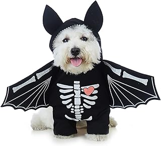 Coomour Dog Costume Pet Bat Clothes Puppy Halloween Cosplay Hoodies Cat Skull Shirts (S)