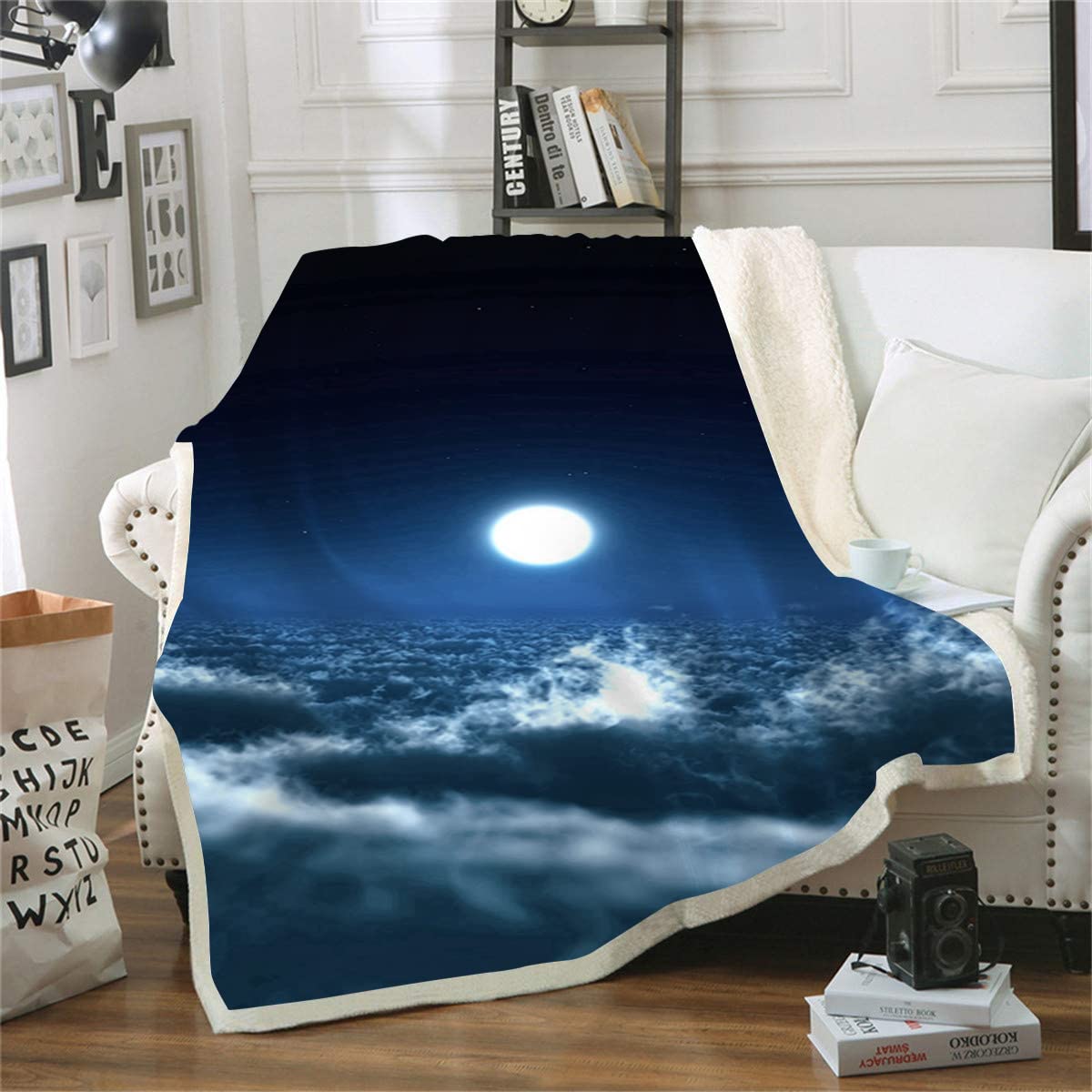 Couverture de jet de paysage nocturne pour canapé et soirées cocooning