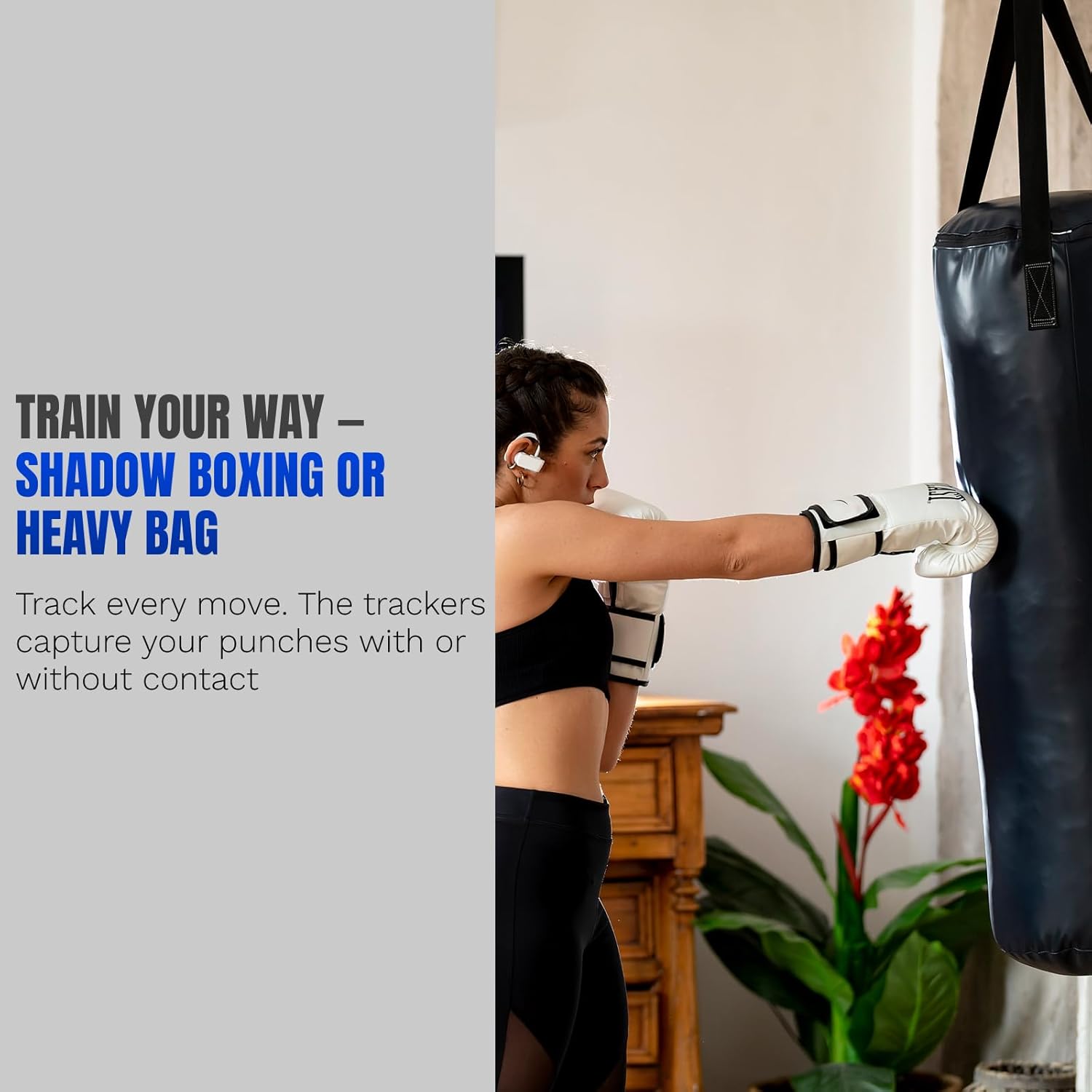 Boxing Punch Tracker – Bluetooth Sensors for Heavy Bag & Shadow Boxing – Track Speed, Power & Count – iOS & Android App