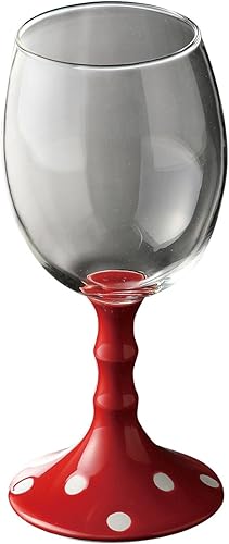 Arita Ware Romantic Glass Wine (with Presentation Box), Polka Dot (Red)