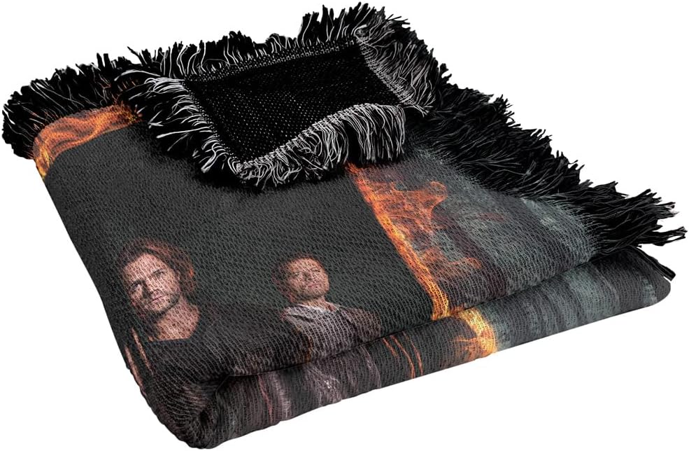 LOGOVISION Supernatural Blanket, 50"x60" Fire Frame Woven Tapestry Cotton Blend Fringed Throw