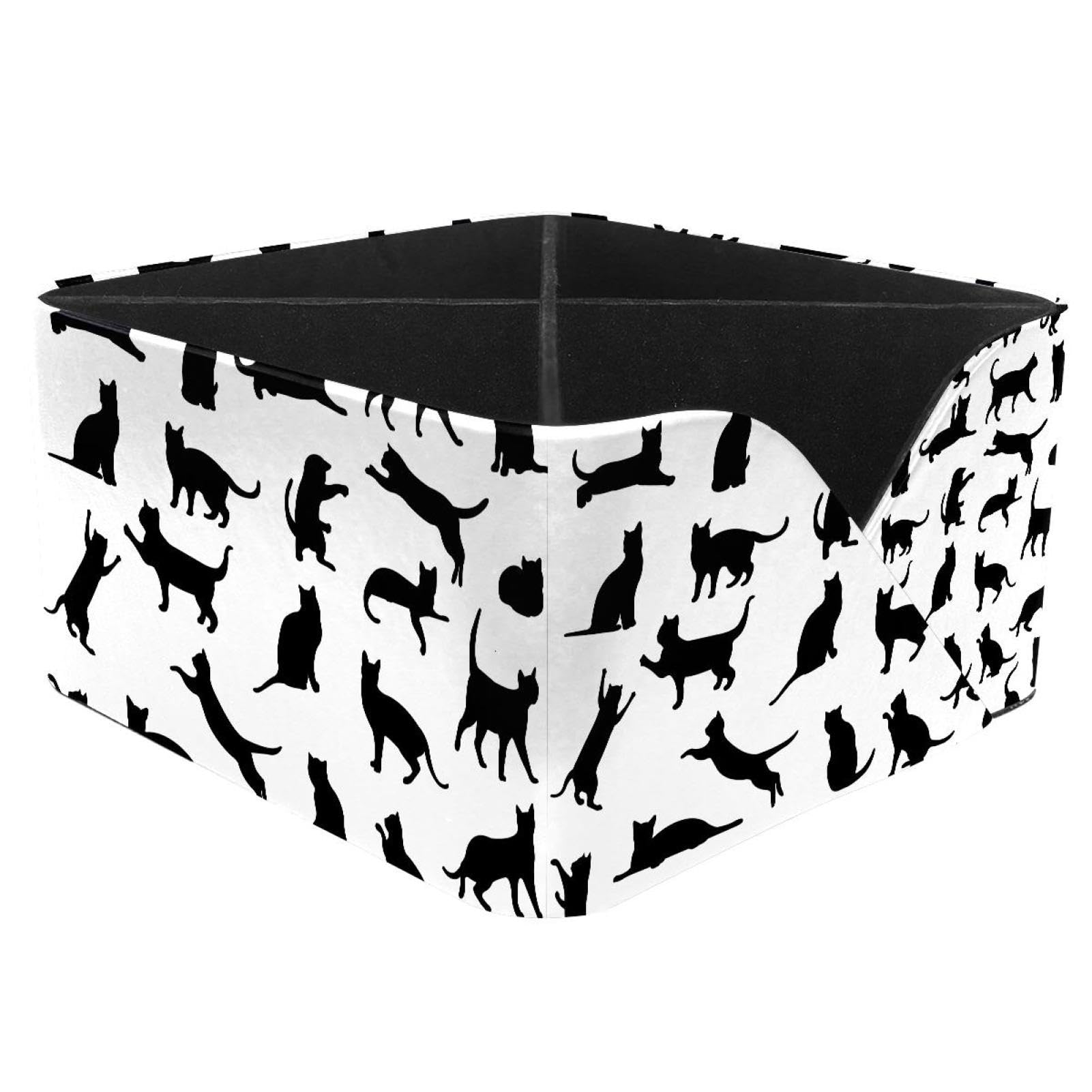 KengjuTesu Cat Different Poses Standing Jumping and Sitting Silhouettes Desktop Organizer Pen Holder, Rectangular Pencil Cup for Office, Study and Makeup Stations
