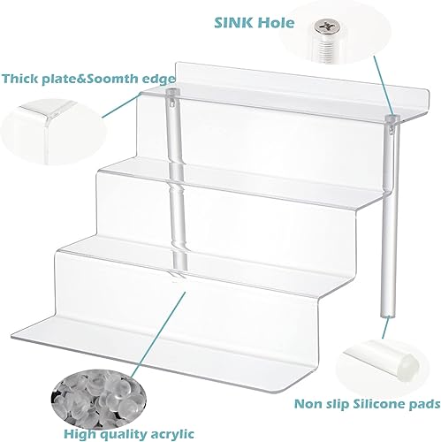 Miniatura 9 de ihomecooker Estante de exhibición de acrílico de 4 niveles 9x6 '' (2P-12x9-Negro)