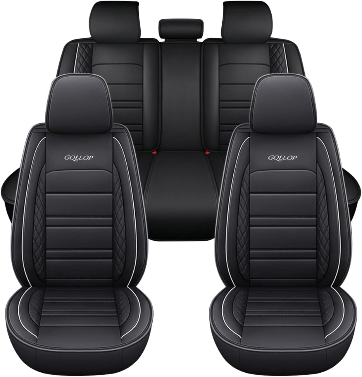 Car Seat Covers for Chrysler 200 2011-2017 Full Set with Waterproof Leather, Front Rear Seat Automotive Vehicle Protection Cushion Black Beige (Mbz-182)