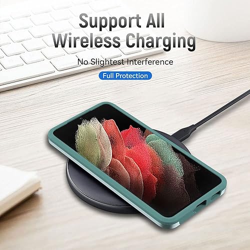Miniatura 25 de Funda para Samsung Galaxy S21 Ultra (no para S21 Plus y S21), resistente a prueba de golpes, de grado militar, soporte de carga inalámbrica