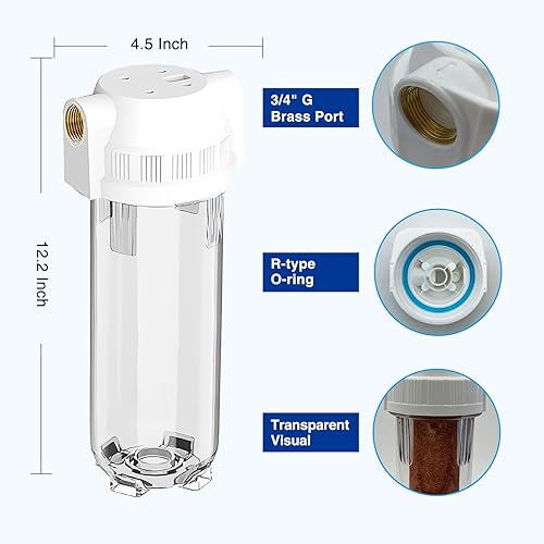 Miniatura 2 de Filtro de agua transparente para toda la casacaravana, filtro de agua de sedimentos en línea de 10 x 2.5 pulgadas para RV, hogar, jardín, acuario,