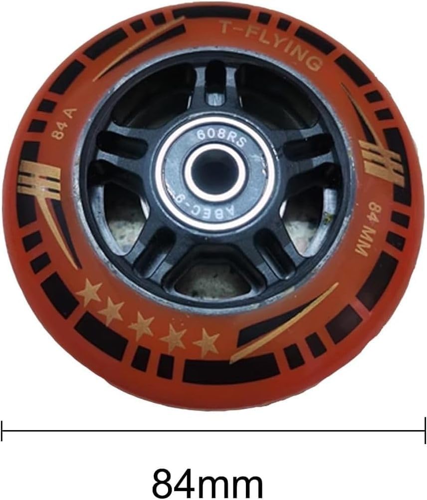84MM Inline Skate Wheels with Bearings (8-Pack) - 84A Durable Indoor/Outdoor Replacement Wheels for Wheelchairs