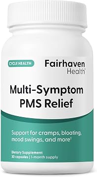 Fairhaven Health Multi-Symptom PMS Relief for Women | PMS Support Supplement for Women | Relief from Cramps, Bloating | Vegan | 30 Capsules
